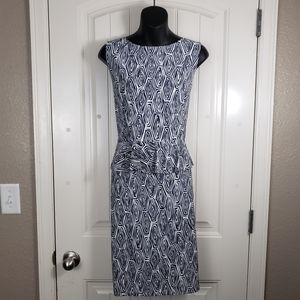 AA Studio Navy Geometric Peplum Dress